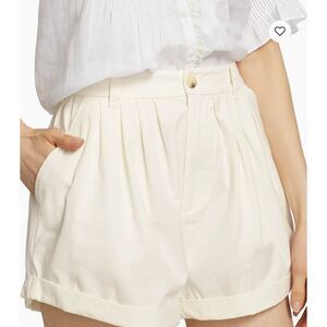 Dôen NWT Paige Pleated Cotton Poplin Shorts - Salt - Size 8 - PrivaseaVault